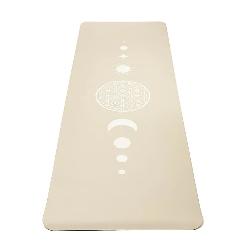 Yogamat Premium TPE Flower of Life design - 183 x 61 cm x 5 mm - Beige