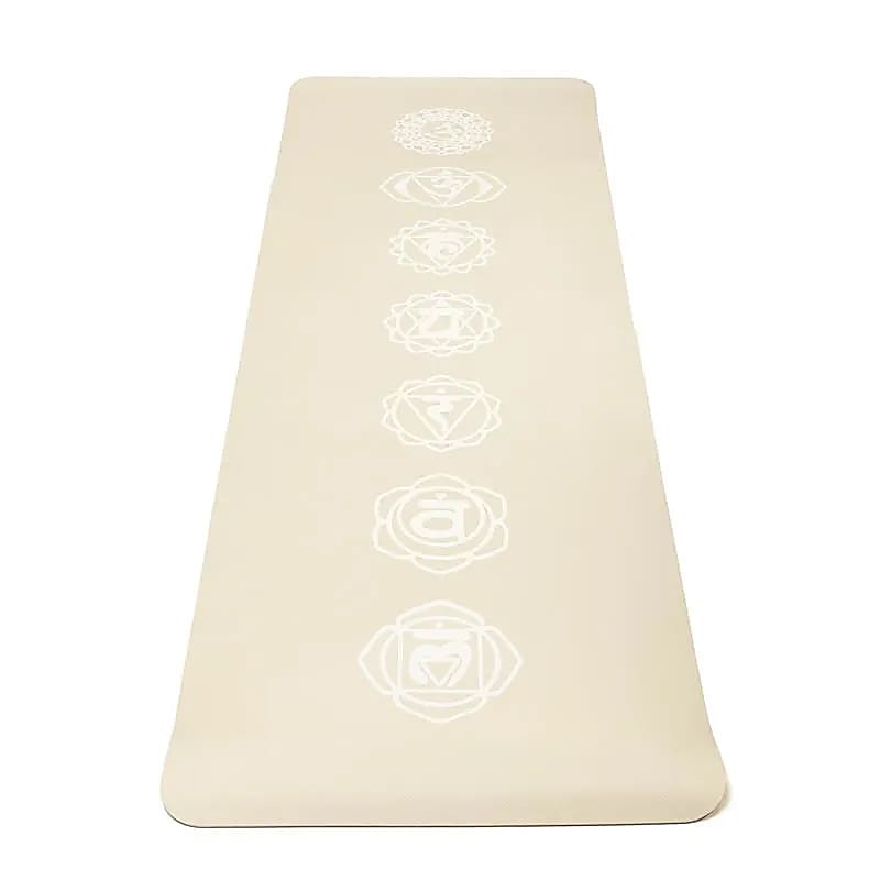 Yogamat Premium TPE Chakra design - 183 x 61 cm x 5 mm - Beige