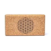 Yoga Blok natuurlijk Kurk Bloem des Levens Mandala - 23 x 12 x 7,5 cm