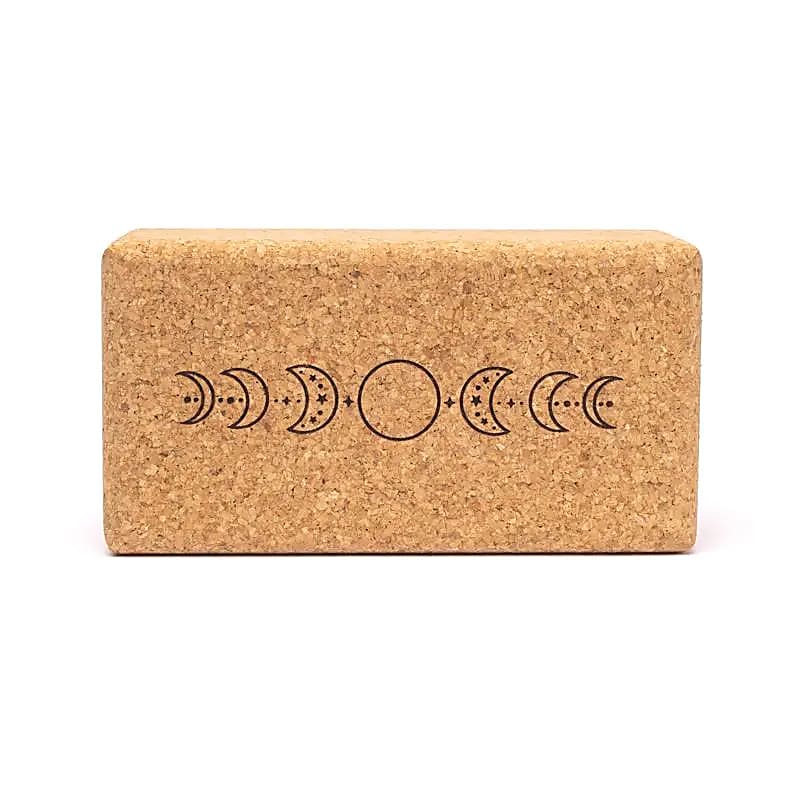 Yoga Blok natuurlijk Kurk Maanfasen - 23 x 12 x 7,5 cm