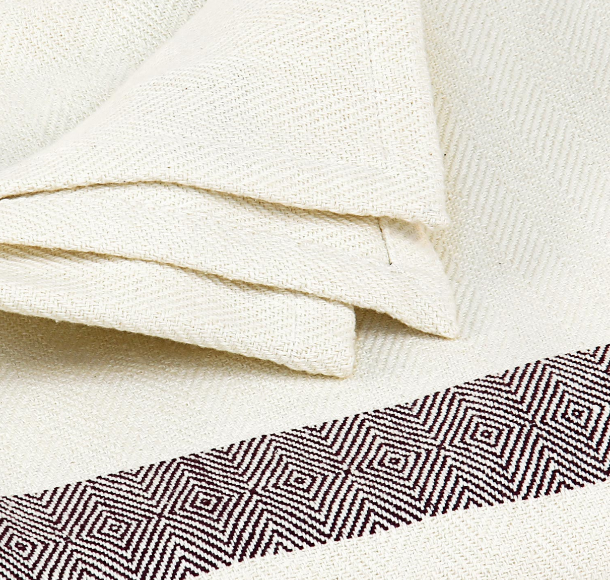 Deken Katoen natuurlijk Visgraatmotief - 215 x 145 cm