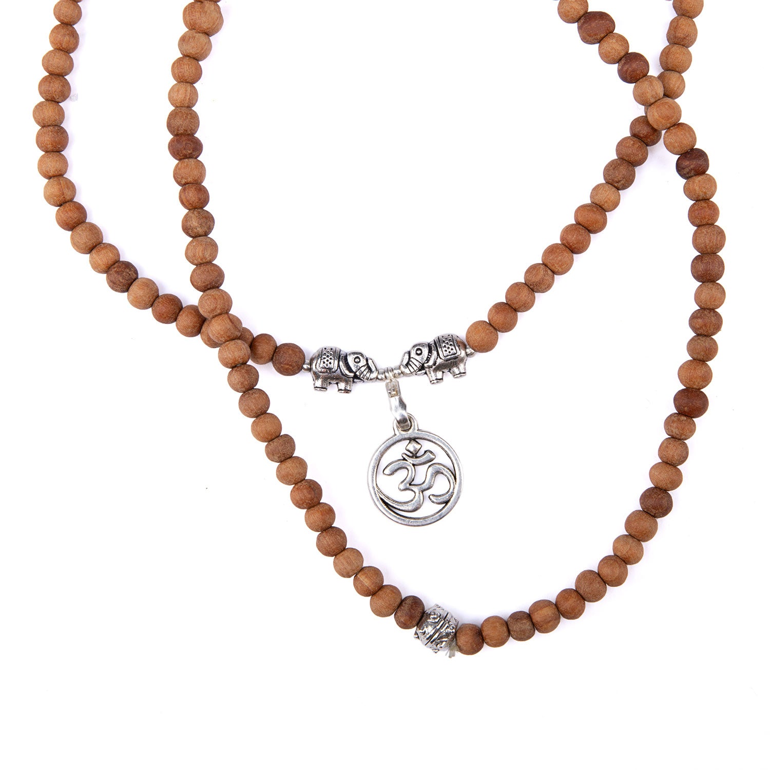 Mala wikkelarmband Sandelhout met OM-hanger