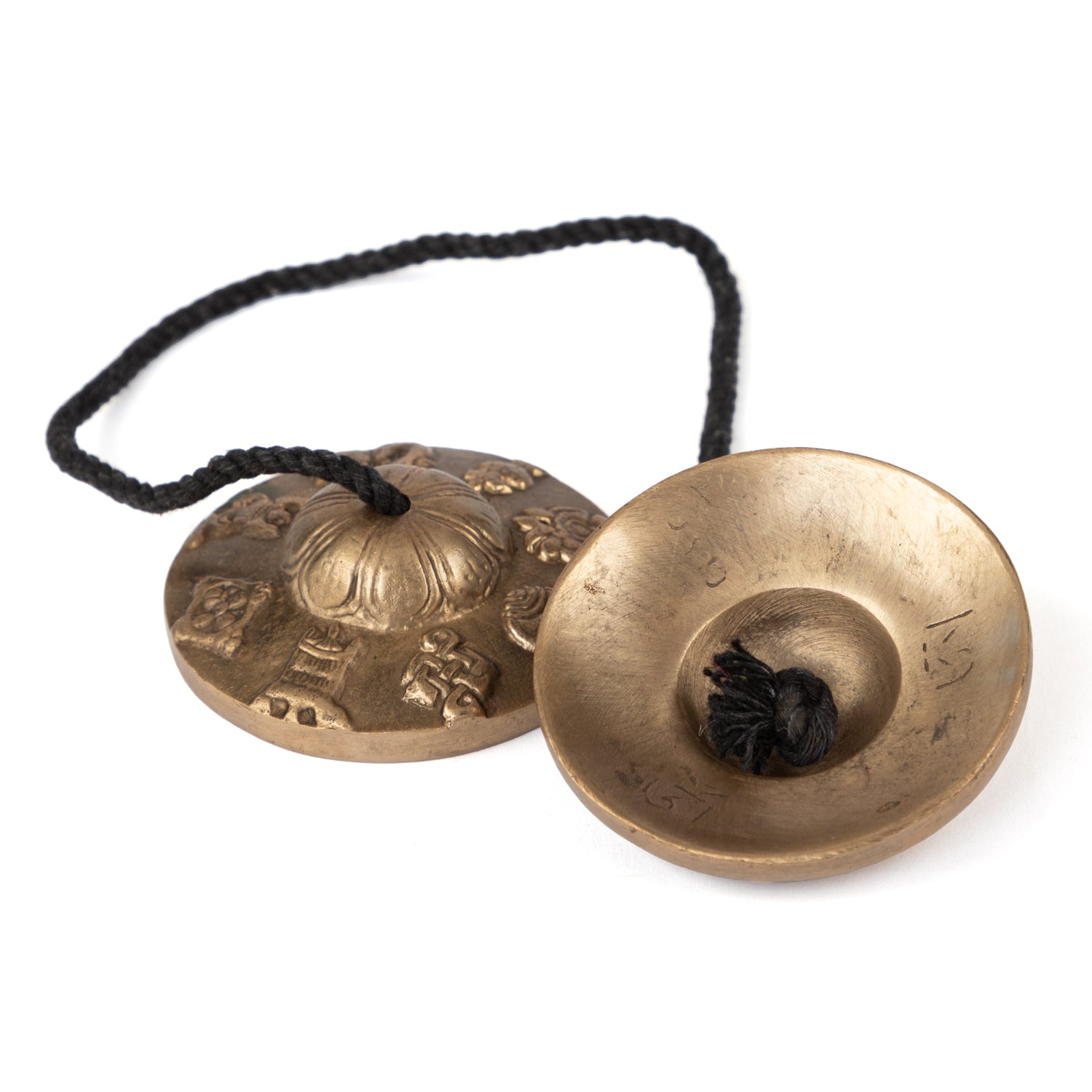 Grote Tibetaanse Tingsha cimbaal Brons langdurige klank - 7,5 cm - Ornamenten design