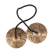Grote Tibetaanse Tingsha cimbaal Brons langdurige klank - 7,5 cm - Ornamenten design